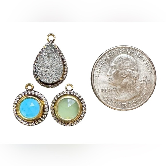 Charm Bundle—Turquoise, Blue Chalcedony Druzy & Green Chalcedony Charms - Picture 6 of 6